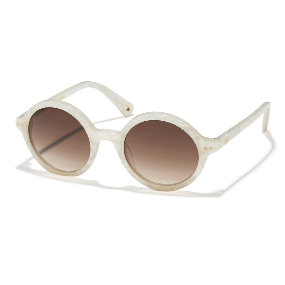 Lele Sadoughi East Village Round Sunglasses, Mother of Pearl